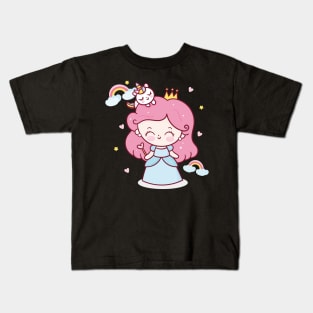 Fairy Princess girl cartoon and unicorn Kids T-Shirt